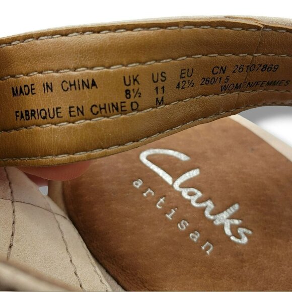 Clarks Artisan Nadene Lola Wedge Sandals Womens 11 Beige Leather - Picture 9 of 9